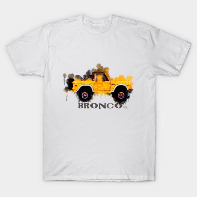 Ford Bronco Splash Yellow T-Shirt by AaaahEeeekStudio